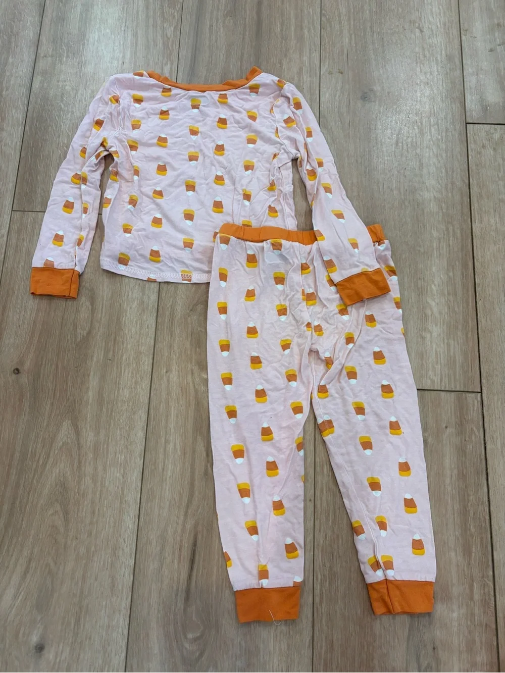 Mud Pie Pink Candy Corn Pajama Set with Orange Trim